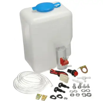 

12V Universal Windscreen Washer Bottle Kit Professional Auto Car Washer System With Pump Hose Jets Wiring Button Switch