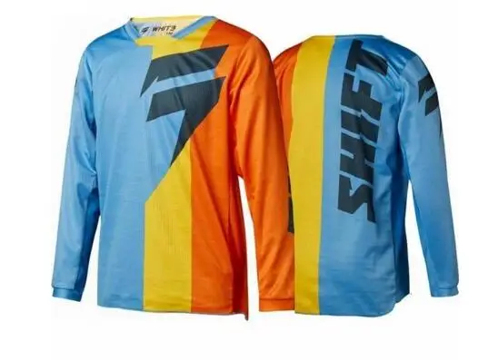 Nuevo CWF enduro Джерси для мотокросса mx bicicleta mtb ciclismo camiseta hombres verano equipo camiseta dh manga larga ropa de - Цвет: Синий