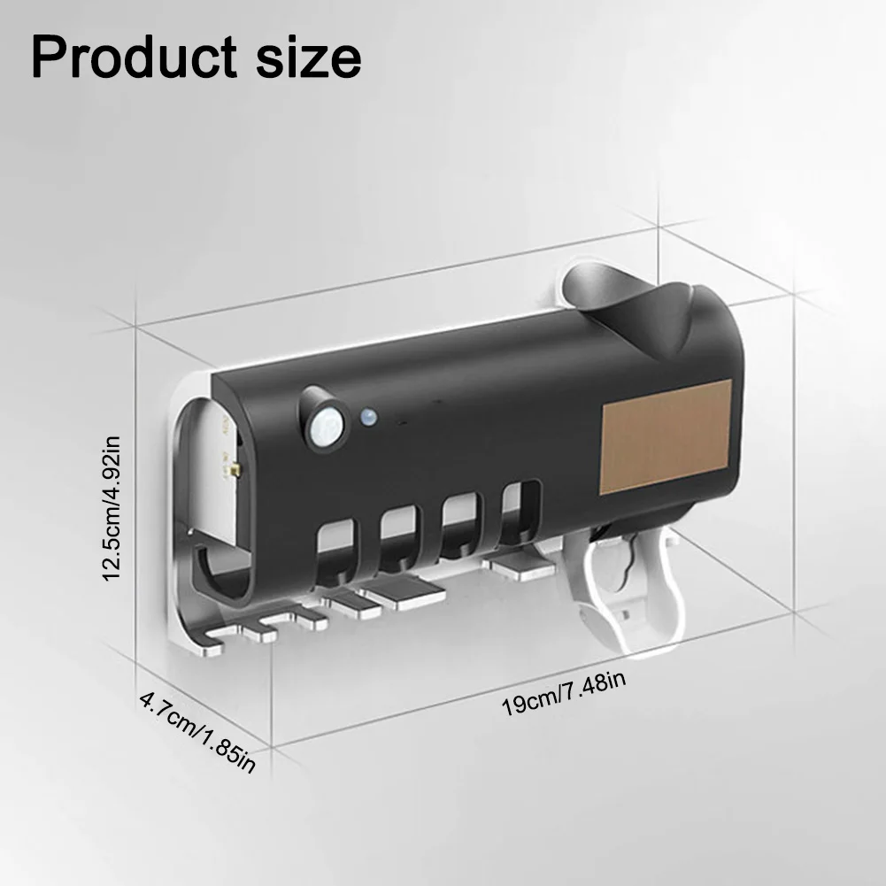 Uv Toothbrush Holder Cleaner Solar Usb Powered Wall Mount Toothbrush Holder Toothpaste Dispenser For Bathroom