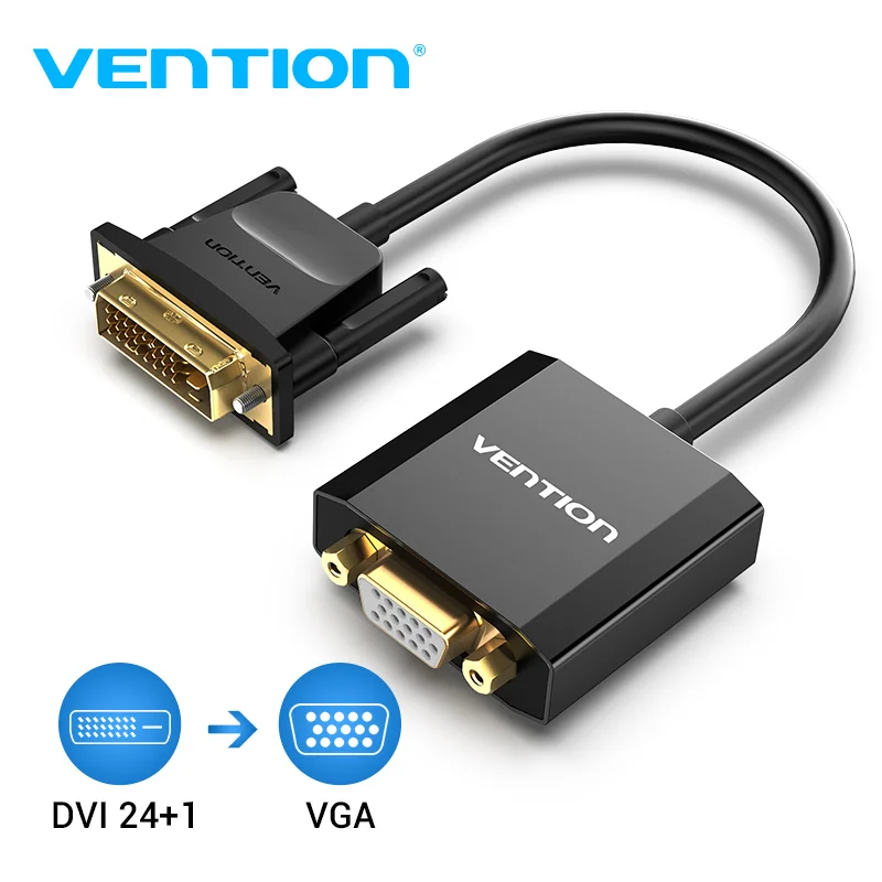 Адаптер конвертер Vention DVI 24 + 1 в VGA кабель преобразователь цифрового аналоговый