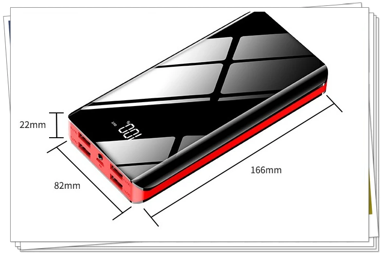 30000 мАч 2A 4USB мини внешний аккумулятор с зеркальным экраном Светодиодный дисплей Внешнее зарядное устройство для Iphone samsung Внешний аккумулятор