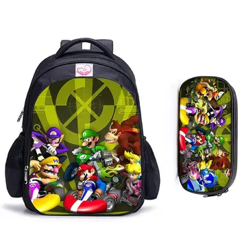 

16 Inch Mario Bros Children School Bags Orthopedic Backpack Kids School Boys Girls Teenage Mochila Infantil Catoon BookBags