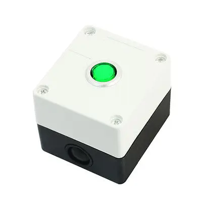 

Green Pilot Lamp SPDT Latching Type Push Button Control Station Box AC220V 5A