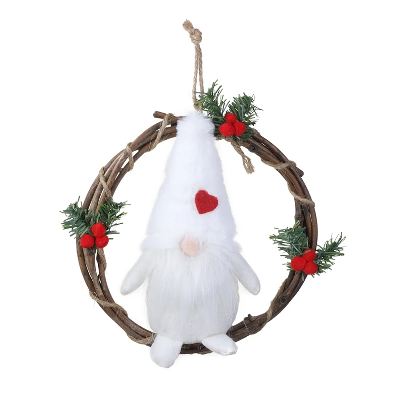 Плюшевый гном ротанга венок рождественские гирлянды с шведский Санта-томте передние венки дверные для домашнего декора стен