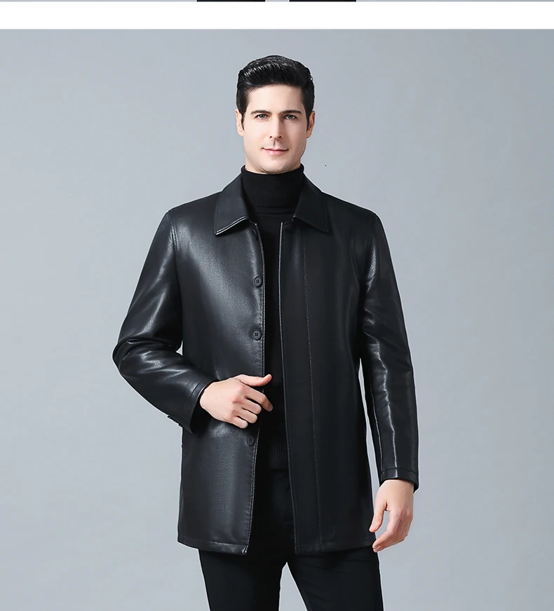 8XL 7XL размера плюс Осенняя зимняя кожаная одежда из натуральной кожи модная деловая повседневная куртка мужская ветровка мужская верхняя одежда