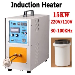 15kw aquecedor por indução, equipamento de abafamento e anelamento, máquina de solda de alta frequência, fornalha de fundição de metal