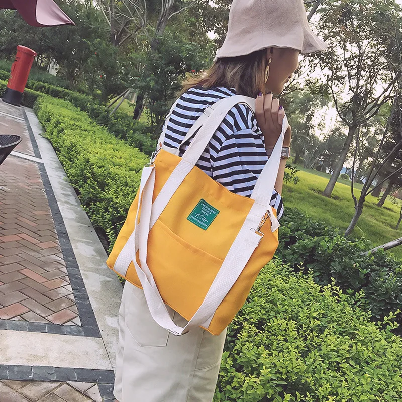 

2018 new canvas bag women's shoulder Korea simple Joker Harajuku bag diagonal bag