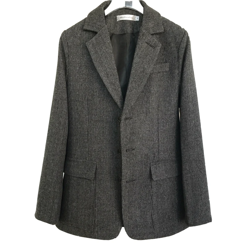 Nieuwe vrouwen плед kleine pak wollen jas vrouwelijke wild herfst en winter Koreaanse Slanke lange mouwen mode herfst tij