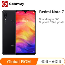 Мобильный телефон Xiaomi Redmi Note 7 с глобальной прошивкой, 4 Гб ОЗУ, 64 Гб ПЗУ, Восьмиядерный процессор Snapdragon 660, 48 МП, две камеры, 4000 мАч, полный экран 6,3 дюйма