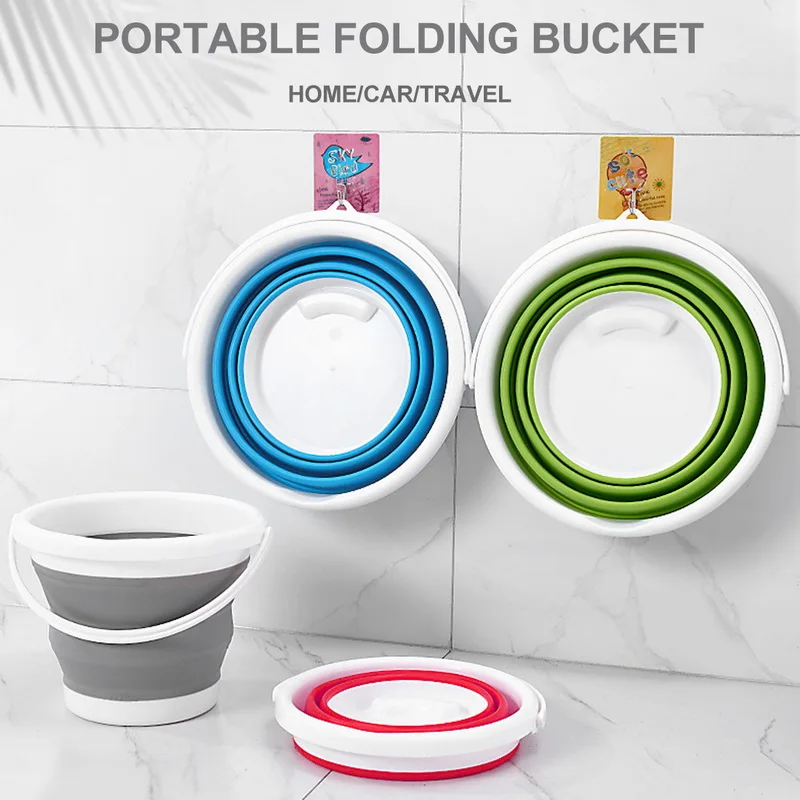 

Portable Folding Buckets Silicone Plastic Car Buckets Children Outdoor Fishing Household Multifunctional Buckets