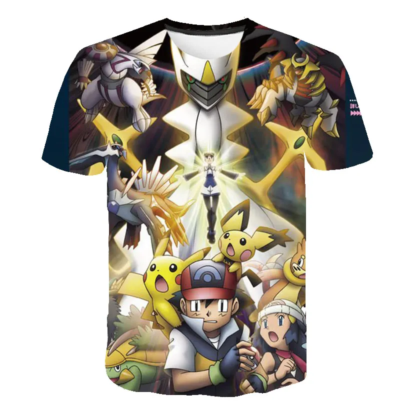 2021 повседневная одежда для мальчиков и девочек Pikachu детская летние футболки с