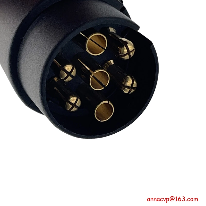 CVP Trailer Tow Wiring Harness 7 Way European Style Round Trailer Plug to 4- Flat Socket Adapter RV Connector Camper Accessories