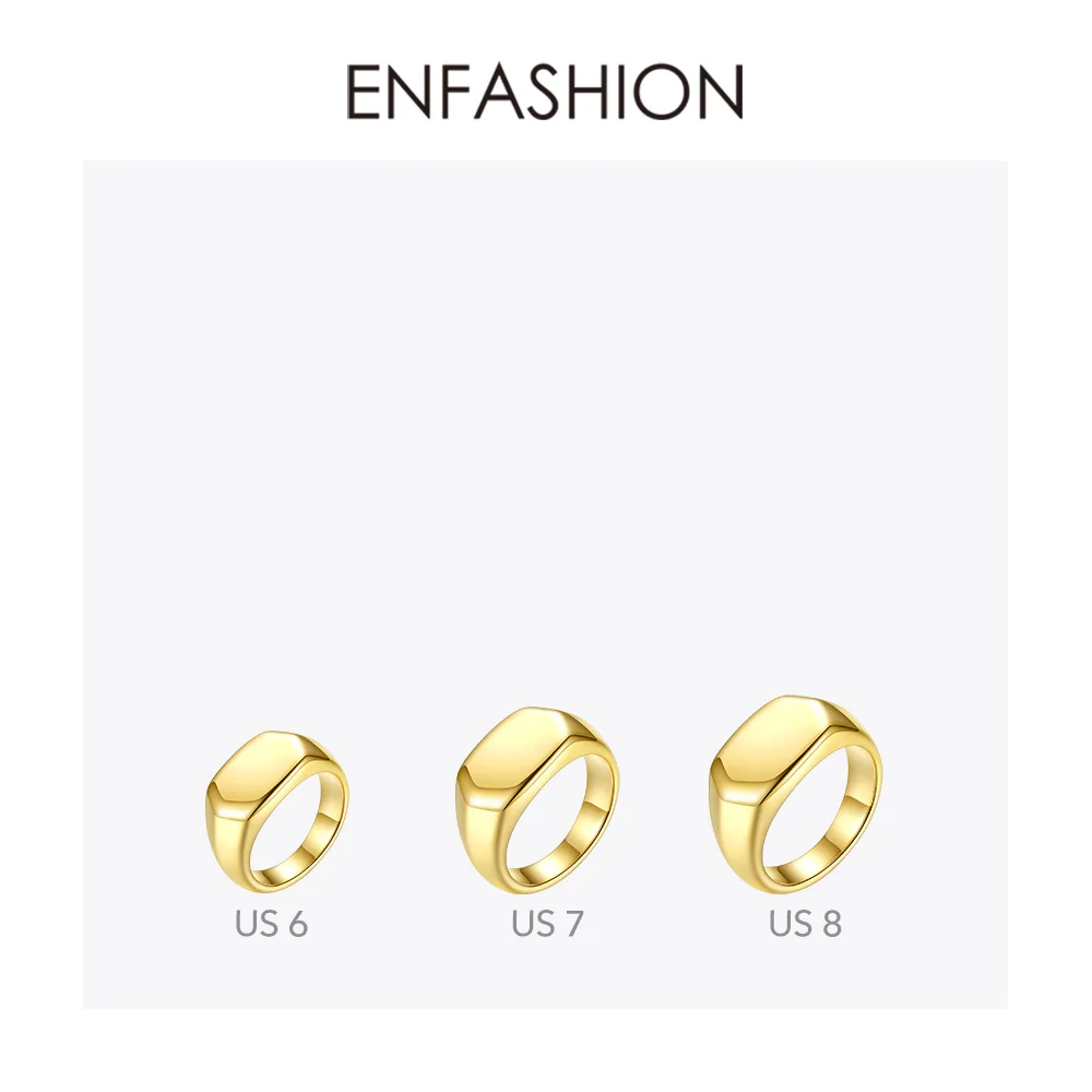 Женское плоское кольцо ENFASHION из нержавеющей стали в стиле панк золотого цвета