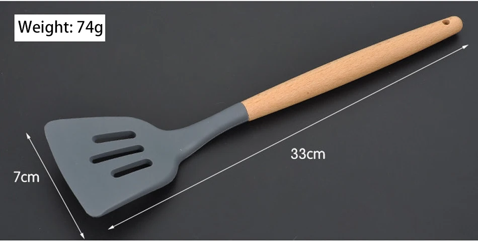 Экологичные силиконовые кухонные инструменты кухонная посуда лопатка Черпак ложка для супа с деревянной ручкой набор посуды кухонные аксессуары