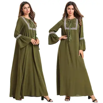 

Dubai Abaya Women Muslim Long Robe Maxi Dress Flare Sleeve Kaftan Islamic Ethnic Jilbab Casual Loose Clothing New