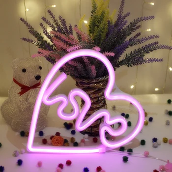

Party Heart Shape Valentine's Day Engagement Wall Neon Sign Coffee Bar Decorations Decorative Light Led Love Ornament Crafts