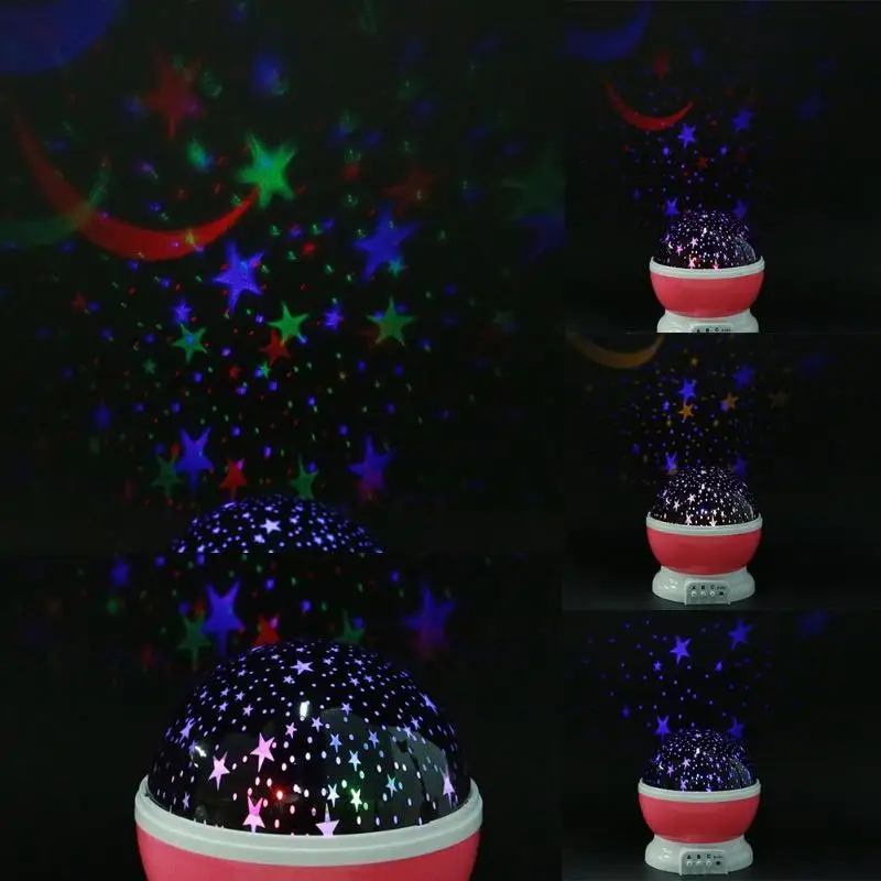  LED Night Light Projector Star Moon Sky Rotating Battery Operated Bedside Lamp For Children Kids Ba - 4000231842225