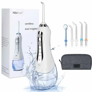 

Oral Irrigator 300ml Portable Dental Water Flosser Jet USB Rechargeable Waterproof Irrigator Dental Teeth Cleaner+5 Jet Tip&Bag