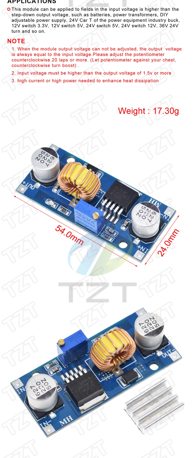 TZT 5A DC zu DC CC CV Lithium-Batterie Step down Lade Board Led Power Converter Lithium Ladegerät Step Down Modul XL4015 – Detail 8