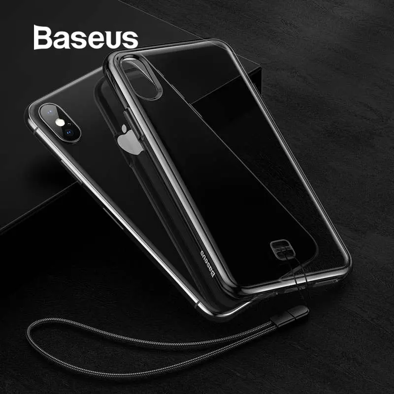 

Baseus TPU Phone Case for iPhone Xs Max Xs X Back Cover with Anti Loss Lanyard Phone Protective Case for iPhone X Coque