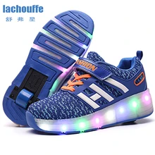 Детский Светильник; обувь с одним/двойным колесом для девочек; TPR подошва; Светодиодный; Светящиеся кроссовки; детская обувь с дышащей сеткой; обувь для катания на роликах