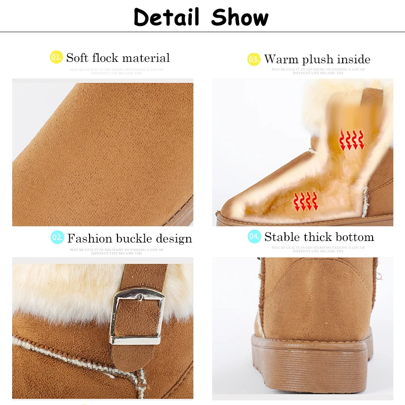 Rimocy Winter Thicken Plush Snow Boots Women Fashion Buckle Warm Fur Ankle Boots Woman Slip on High Platform Shoes Female