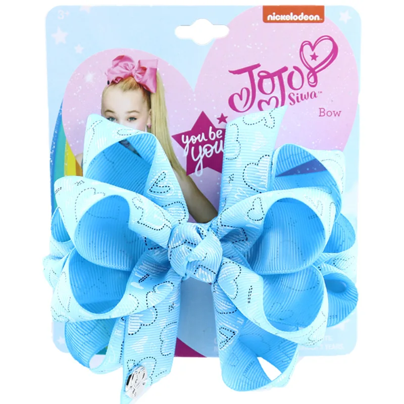 1 шт. " JOJO SIWA бант зажим для волос сердце печать ленты diy Бант Шпилька детские заколки для волос на вечерние день Святого Валентина - Цвет: 6