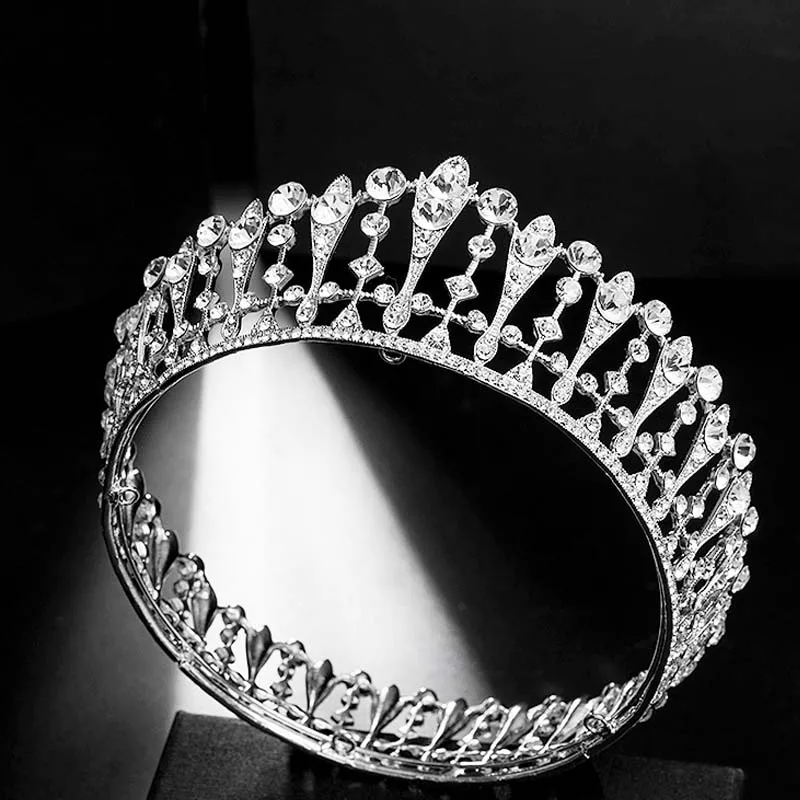 Роскошные свадебные аксессуары, блестящие стразы, форма капли воды, тиара, круглая корона, украшение для волос для невесты