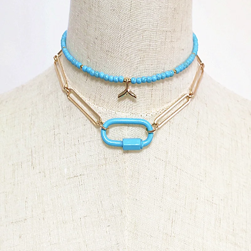 

2020 Summer Jewelry Punk Chain With Colourful Pendant Buckle Necklace Creative Design Jewelry Gift For Women Men Fashion Choker