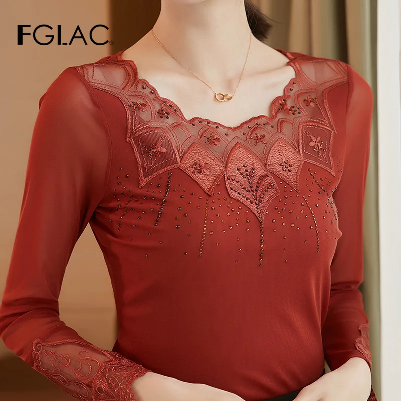Женская блузка FGLAC модная Повседневная рубашка с длинным рукавом осенние женские