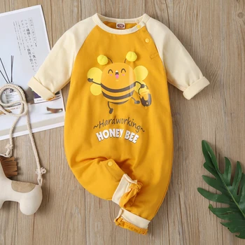 

bunvel New Arriavl Baby Girls Boys Rompers Patchwork Cartoon Honry Bee Pattern Newborn Infant Baby Girls Clothes Jumpsuit Jumper