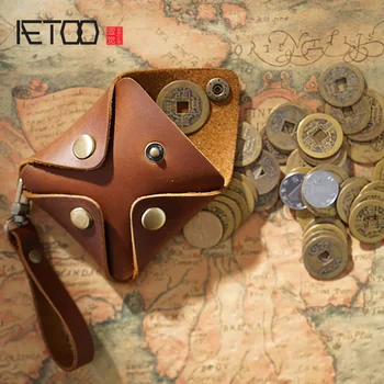 

AETOO Creative cute little coin wallet, mini leather buckle wallet, personality leather purse