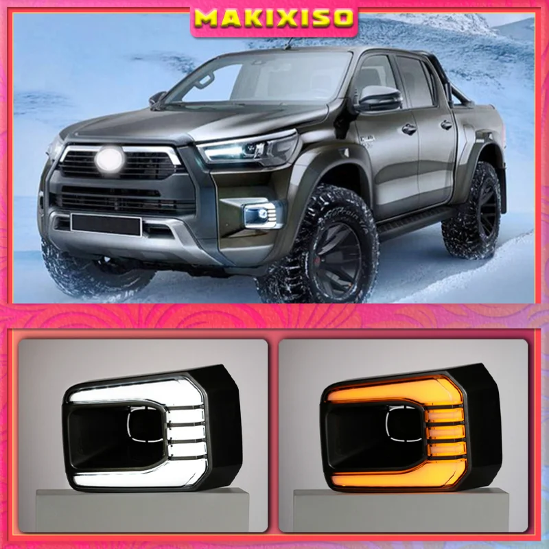 

1 пара для Toyota Hilux Revo Rocco 2020 2021 автомобильные светодиодсветодиодный дневные ходовые огни указатели поворота желтые реле сигнала 12 в дневные ходовые огни