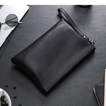 

Long Zipper Handbag Men's Mobile Phone Change Leather Handbag Men's Handbag
