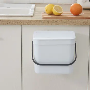 

Simple Kitchen Garbage Bin Portable Plastic Bin with Lid Wall-hanging Garbage Container Trash Can Waste Holder Trash Rack for Ho
