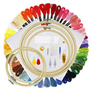 

50 Colors Skeins Embroidery Pen Needle Set Thread Punch Stitching Knitting Kit Women Mom DIY Sewing Accessories