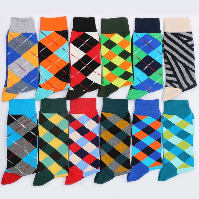 

Men's Cotton Socks Set Gifts Warm Funny Winter Sock Christmas Print Diamond Lattice From The Factory Dropshipping Contact Us