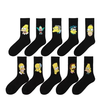 

New Novelty Funny Cartoon Simpson Pattern Socks Men Women Unisex Happy Socks Harajuku Hip Hop Combed Cotton Sock Simpsons Sokken