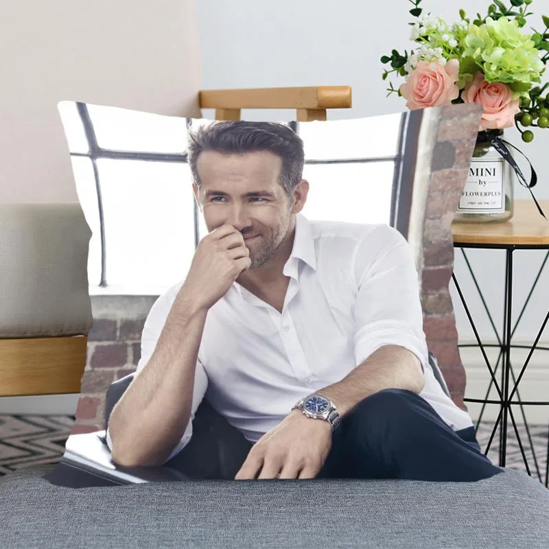 New Ryan Reynolds Pillowcase Bedroom Home Decorative Gift Pillow Cover Square Zipper Cases 40x40 45x45 Satin Soft | Дом и сад