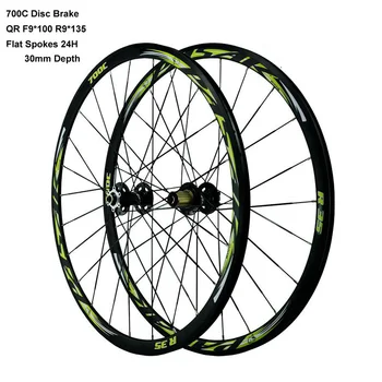 

Pasak Road Bike Wheelset 700c Disc Brake Flat Spoke 24 Holes 30mm Depth QR F9x100 R9x135mm Alu Rim 29er Wheelset V Clamp Brake