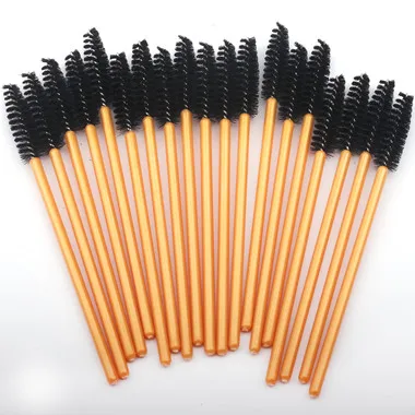 Gold-Black 150 шт ресницы бровей кисти для накладных ресниц удлиняющие синтетические одноразовые щеточки для туши для ресниц Кисточки для макияжа - Handle Color: Gold-Black