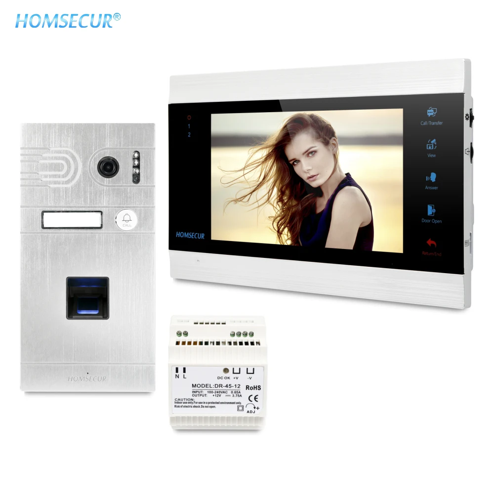 HOMSECUR " проводной видео домофон безопасности с отпечатком пальца камера BC061HD-S+ BM705HD-B - Цвет: Kit 1