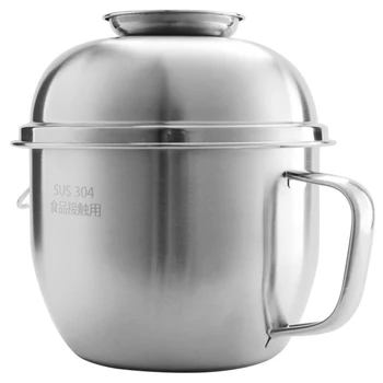 

304 Stainless Steel Instant Noodle Bowl with Handle Lid Induction Cooker Heating Rice Salad Ramen Bowl Food Container