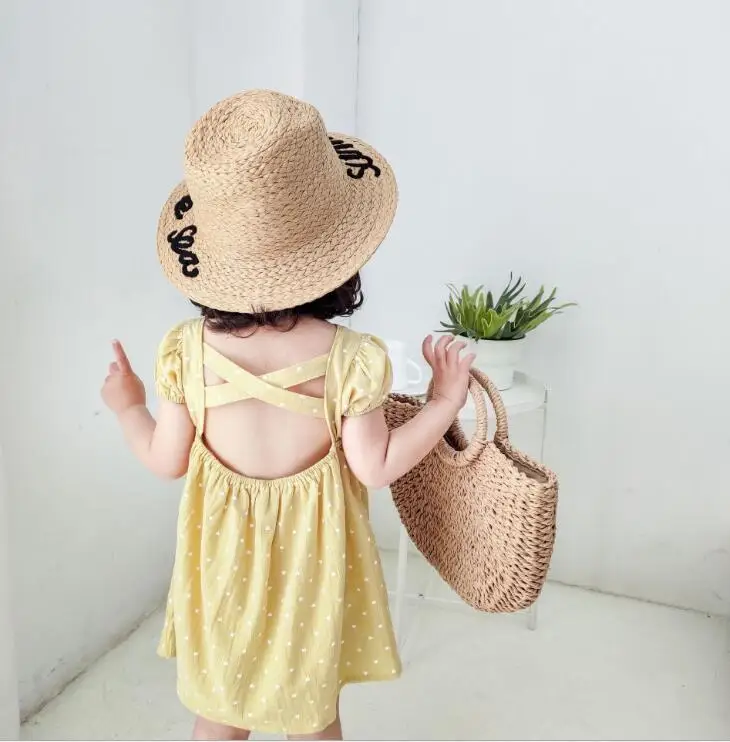 Летнее Хлопковое платье-блуза с сердечками для маленьких девочек, милое детское платье принцессы, 6 шт./партия