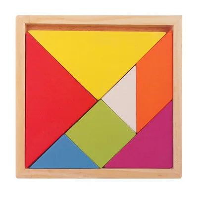 

Colorful Wooden Tangram for Kids Jigsaw Puzzle Brain Teaser Educational Toys High Quality Tangram Puzzle Toys