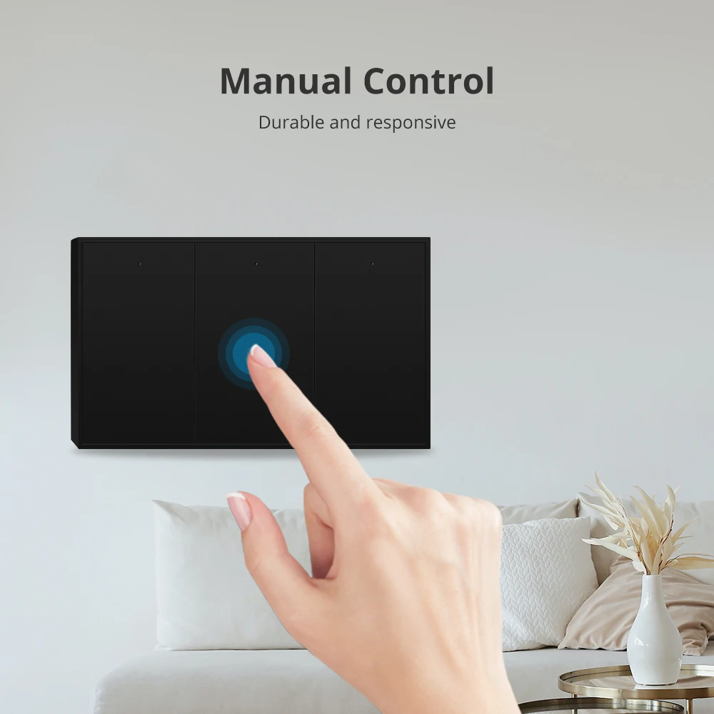 Zemismart Tuya Zigbee Eua au Interruptor de Luz Parede sem Neutro Gangues Preto Interruptor Alexa Google Casa Smartthings Borda - Image 5