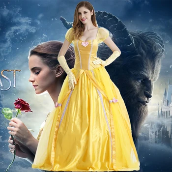 

Beauty And The Beast Princess Dress Belle Fancy Halloween Costume Belle Princess Dress Masquerade Carnival Belle Roles for Adult