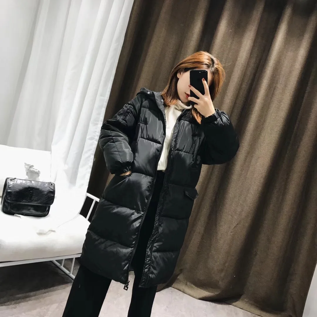 

2019 Winter New Style down Jacket Cotton-padded Clothes Women's Mid-length Loose-Fit Hooded Thick INS down Coat Cotton Overcoat