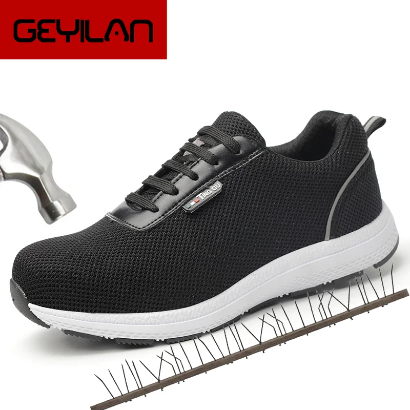 

Men Work Safety Boots Ventilation Spring Autumn Outdoor Steel Toe Boots Puncture Proof Protective Men Safety Shoes