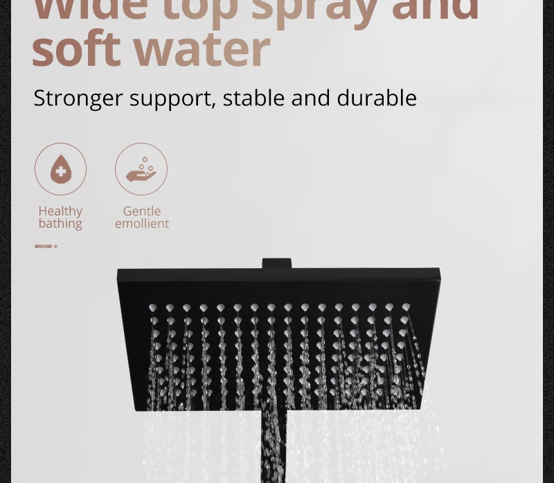 Black Button Shower Set Thermostatic Shower Set In-Wall Brass Touch 6 x 10 inch Faucet Shower System (15)
